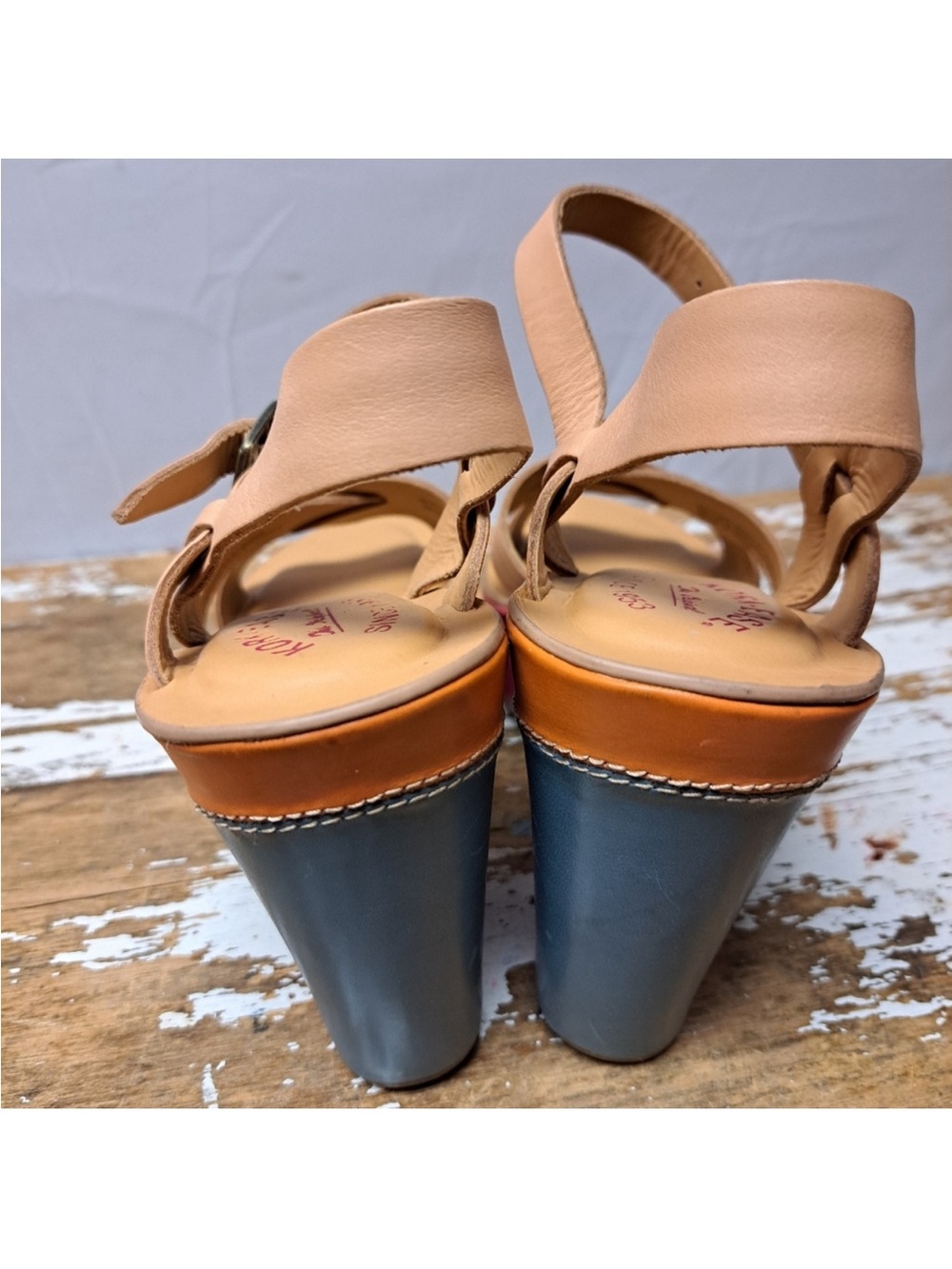 Kork-Ease Bette/Eva Tan Leather Multi Color Wedge Size 9 - Picture 6 of 7